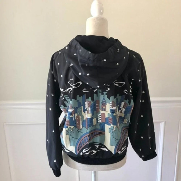 Volleys Sport Cityscape Printed Jacket Windbreaker Hoodie S - Picture 4 of 5